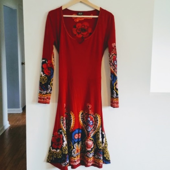 Desigual Long Sleeve Tie Back Floral Dress - Picture 6 of 8